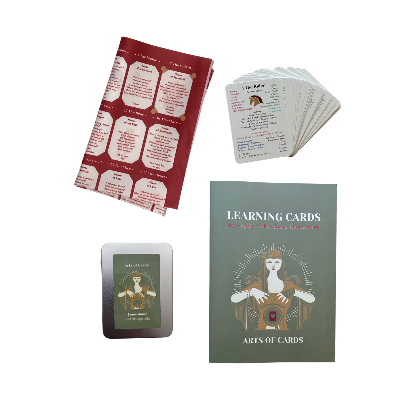 Arts of Cards Lenormand Lernkarten Set 4 x 8 + 4 Englisch