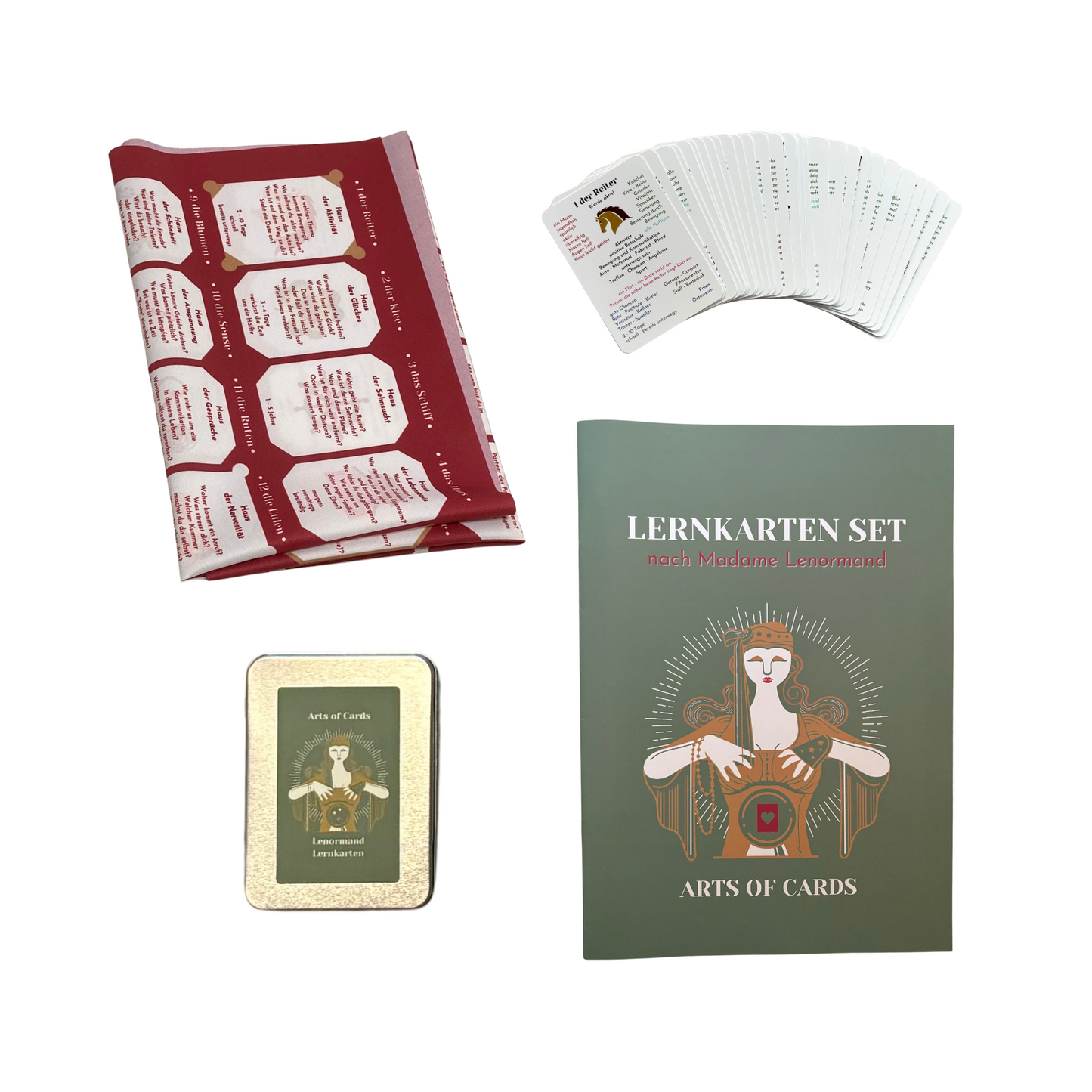 Arts of Cards Lenormand Lernkarten Set 4 x 8 + 4