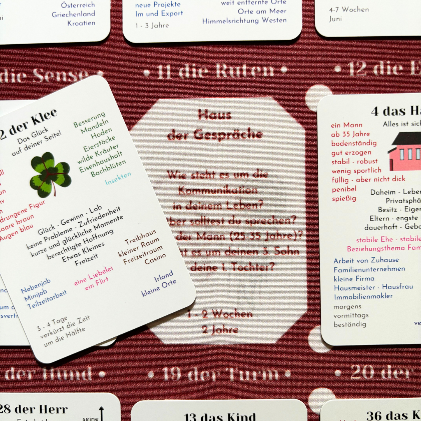 Lenormand großes Lernkartenset mit 2 Häusertafeln