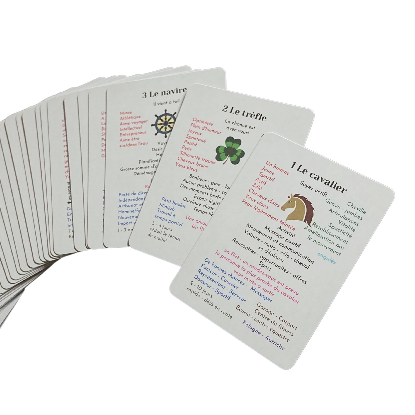 Jeu de cartes d'apprentissage Lenormand avec tableau de maison et instructions pour 4 x 9 lectures de cartes